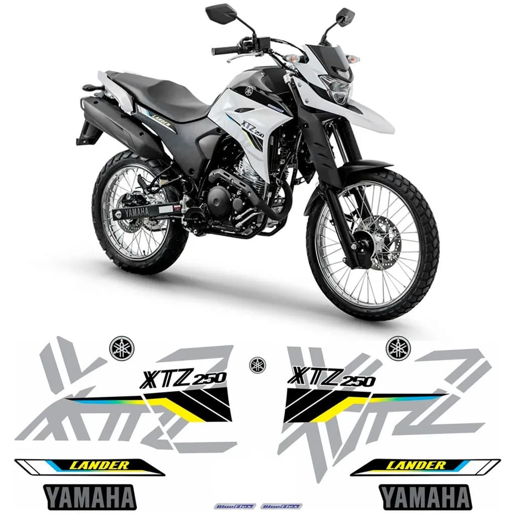 Adesivo para moto Cartela de Adesivo Faixa Carenagem Fixação Moto Yamaha Xtz 250 Lander Branca 2020