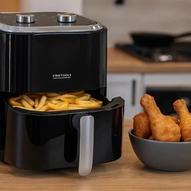 Fritadeira Elétrica Air Fryer Preta Saudável Sem Óleo Fritura Batata Carne Panela