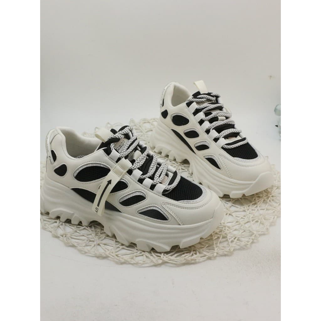 Oferta especial Street Wear Daddy Shoes Moda Casual Lace-Up Couro Calçados Esportivos Correndo Confortável Sola Grossa S