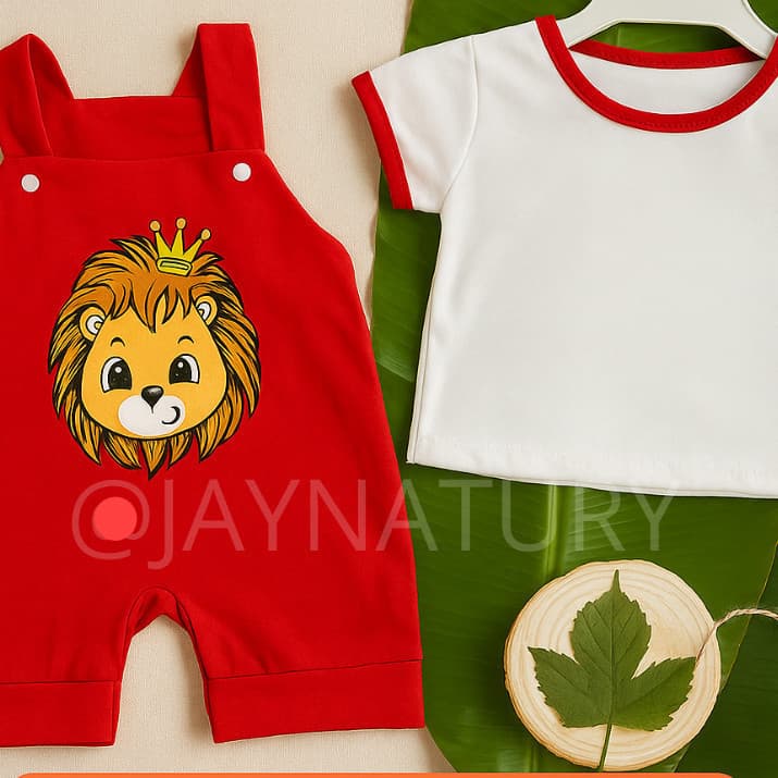Conjunto Jardineira Menino ou Menina Roupas de Bebê Qualidade Tema Safari
