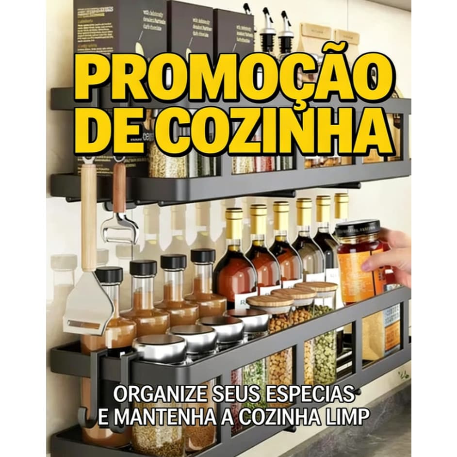 Prateleira Organizadora Multiuso para Cozinha | Aço Carbono | Sem Furos
