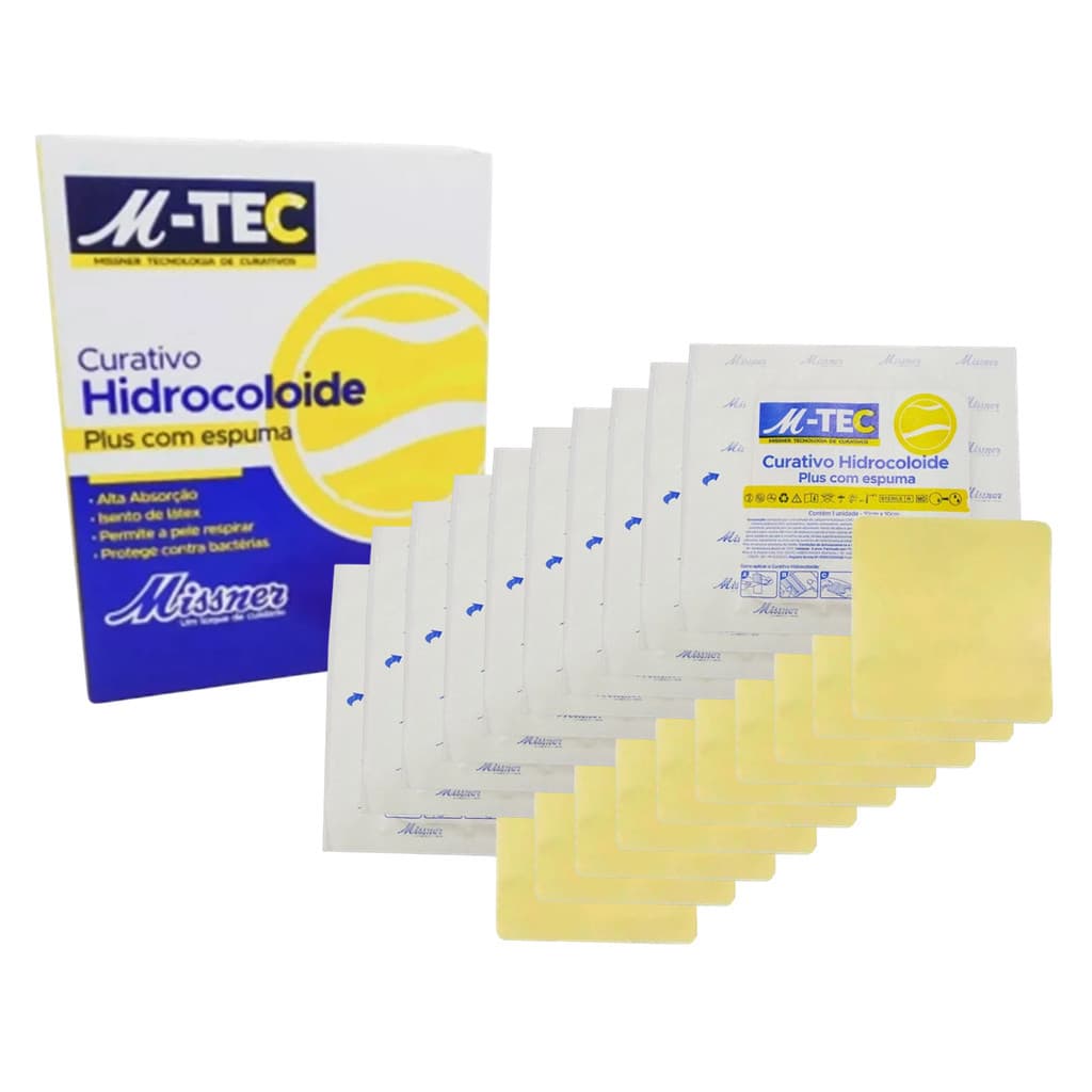 KIT C/10 Curativo Hidrocoloide C/ Espuma M-tec 10x10 Missner