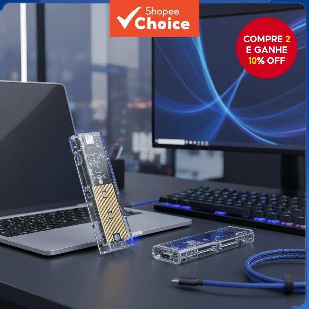  Gabinete transparente para SSD M.2 NVMe para unidades de estado sólido externas NGFF de protocolo duplo