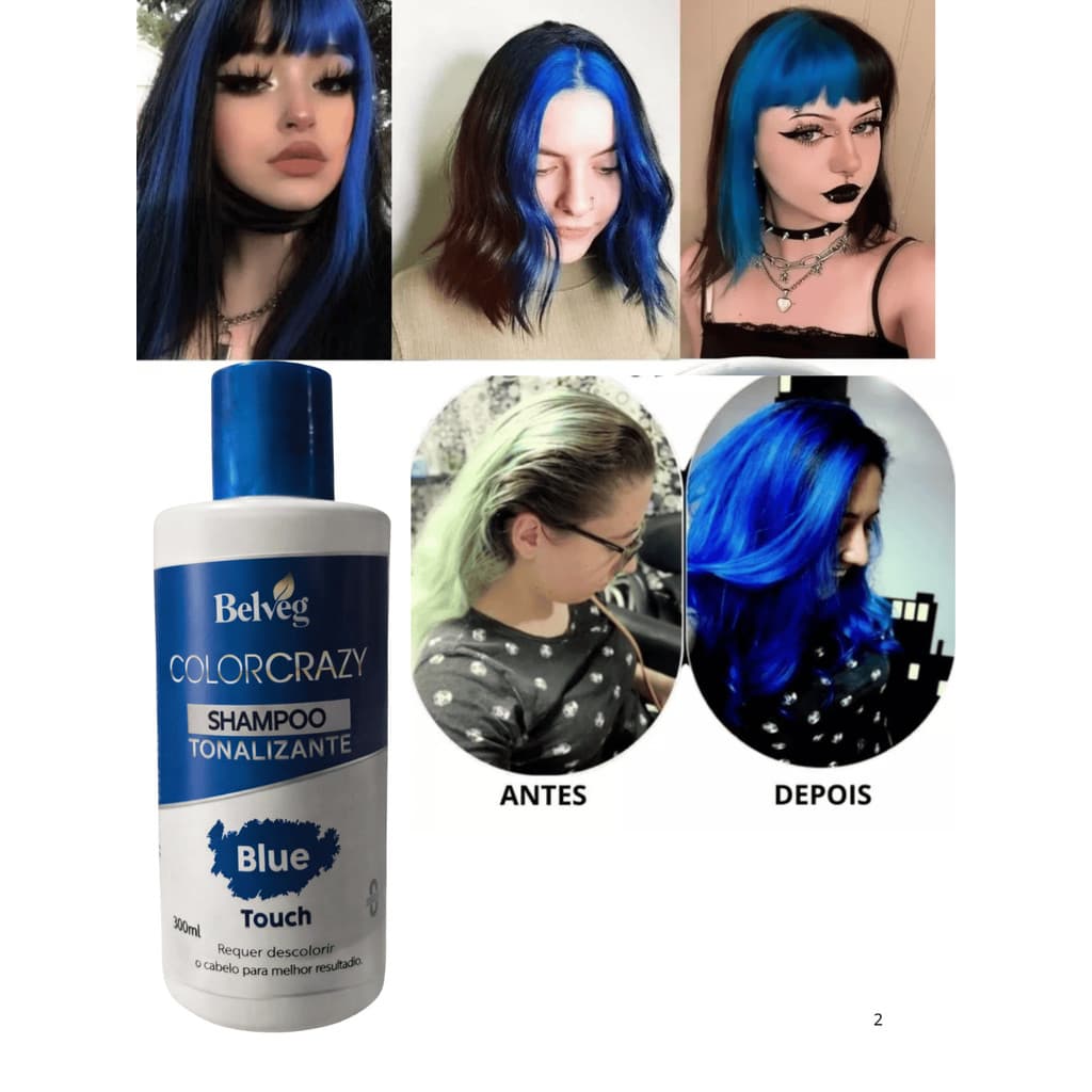 Shampoo Tonalizante Azul Blue Colorcrezy 300g -  S/ Amônia