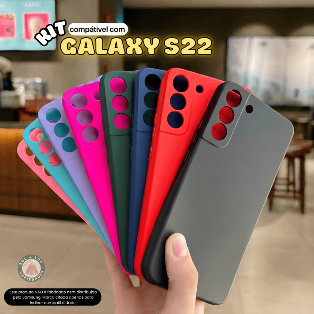 Kit compatível com Galaxy S22 Capa Capinha + Película 3D Cerâmica Privacidade Câmera