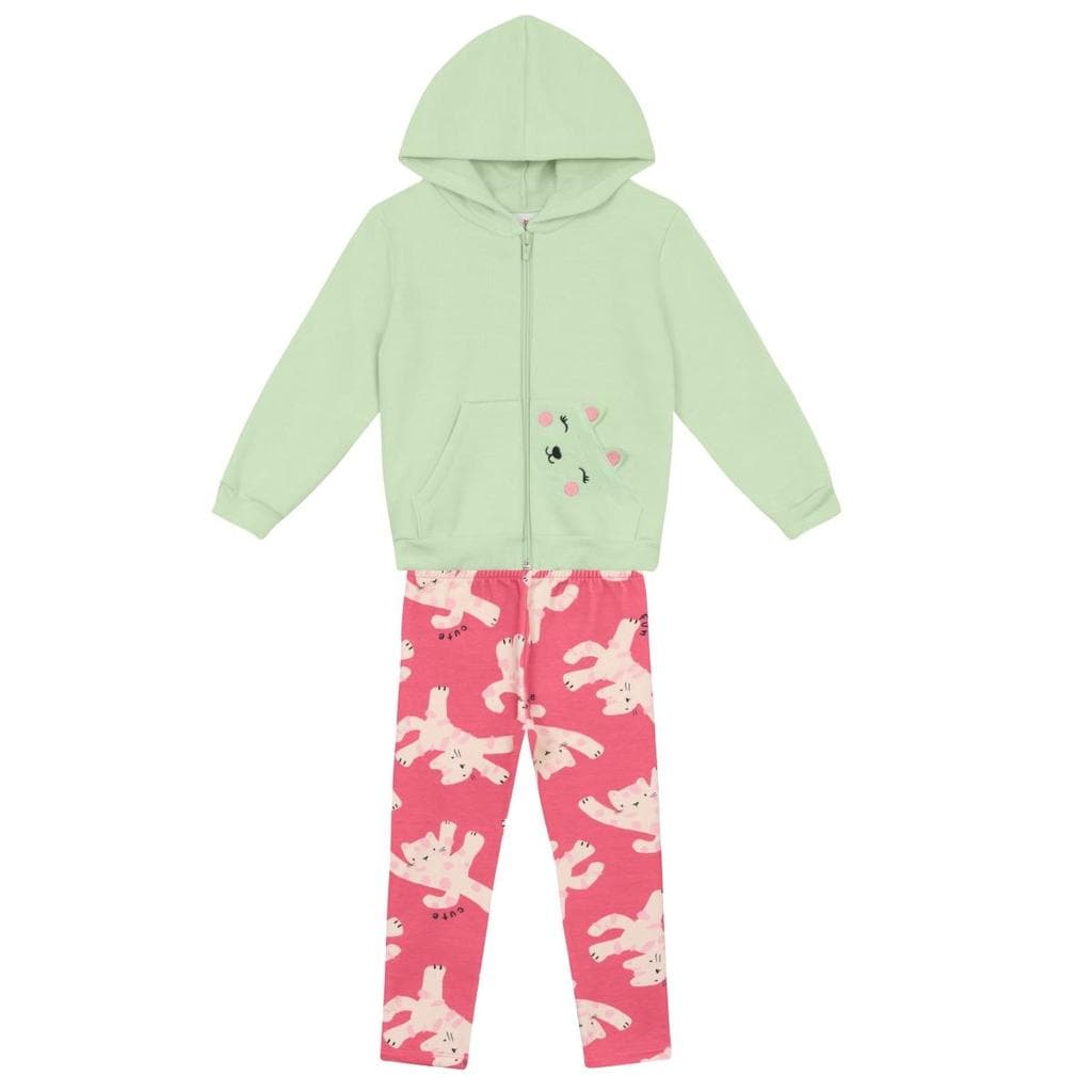 Conjunto infantil menina de oncinha em moletom Brandili