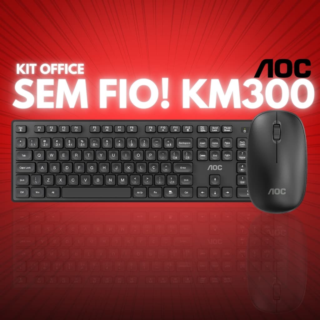 Kit Mouse e Teclado Sem Fio Escritório SILENCIOSO Office Trabalho Português Abnt2 AOC KM300