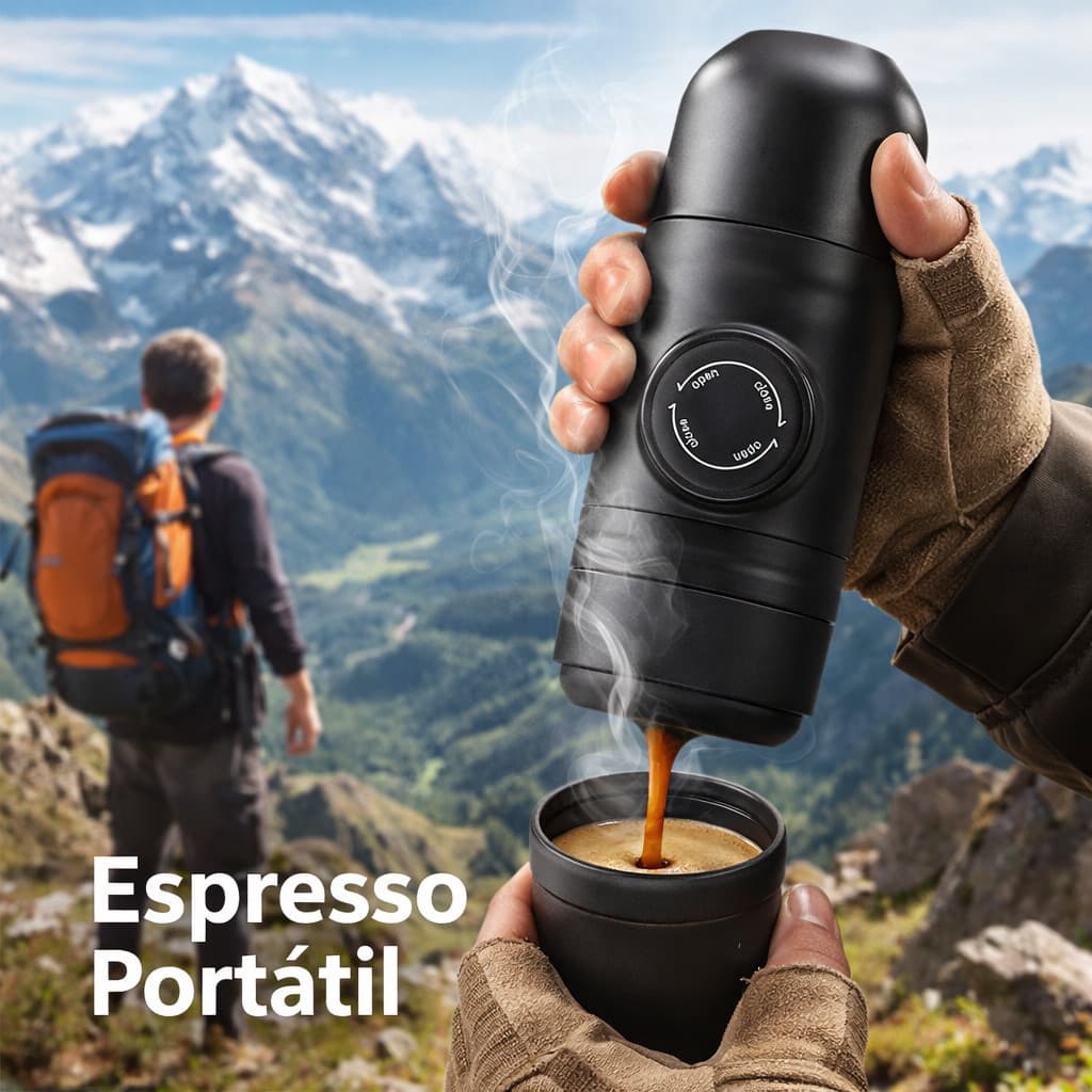 Mini Cafeteira Expresso Portátil Manual Sem Energia Ideal para Viagem, Carro e Camping