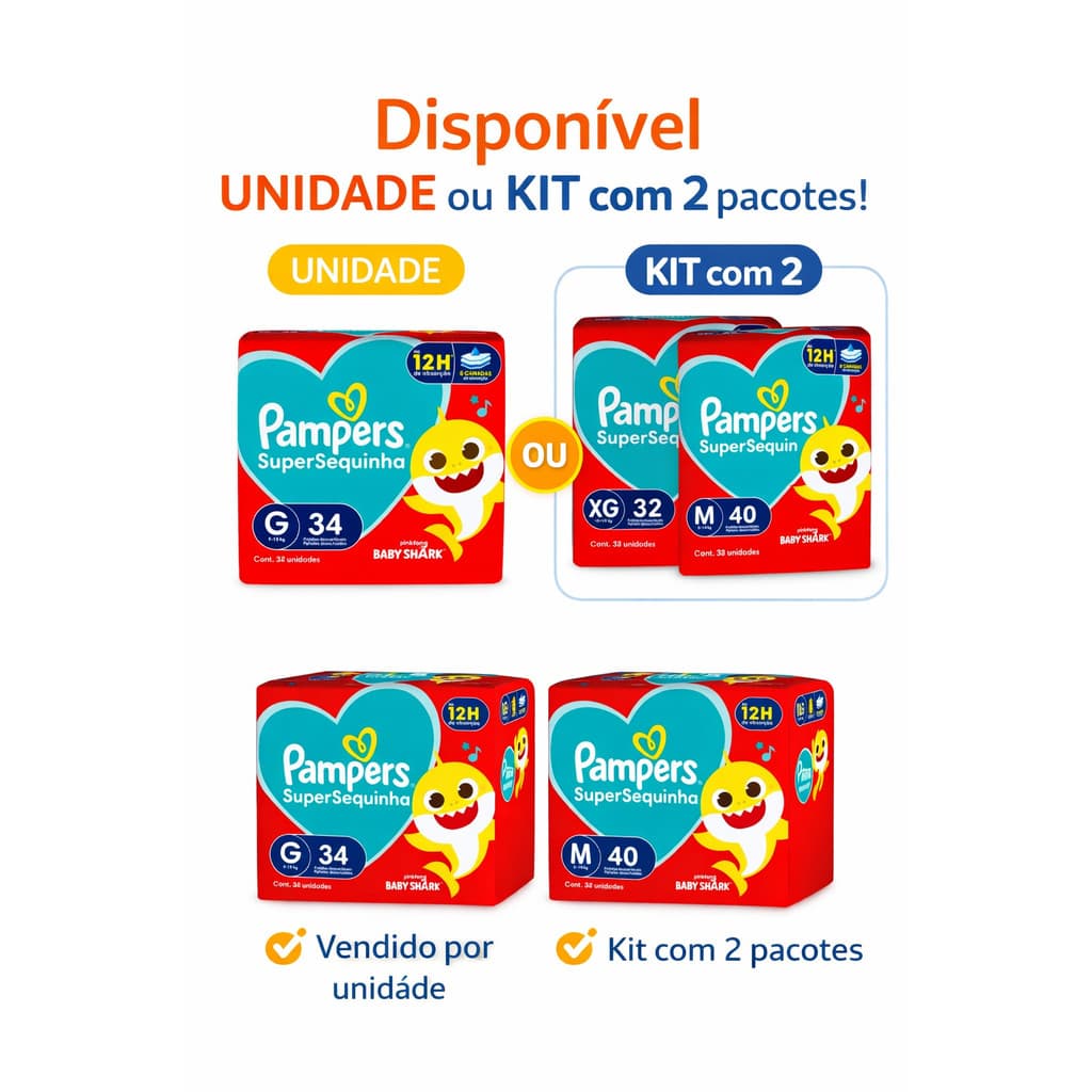 PAMPERS - Pacotes Fralda Mega - Escolha o tamanho