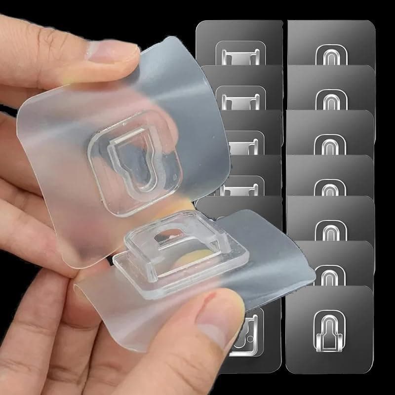 Kit 60/40/20 Peças Ganchos Adesivos Dupla Face Transparentes Sem Furos Para Banheiro Quarto Cozinha Multiuso