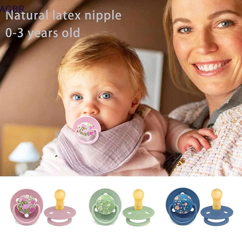 [AGBR] Chupeta De Látex Natural Impressa Em Cor Macaron De Imitação De Leite Materno De 0 A 3 Anos , Formato De Flor Peq