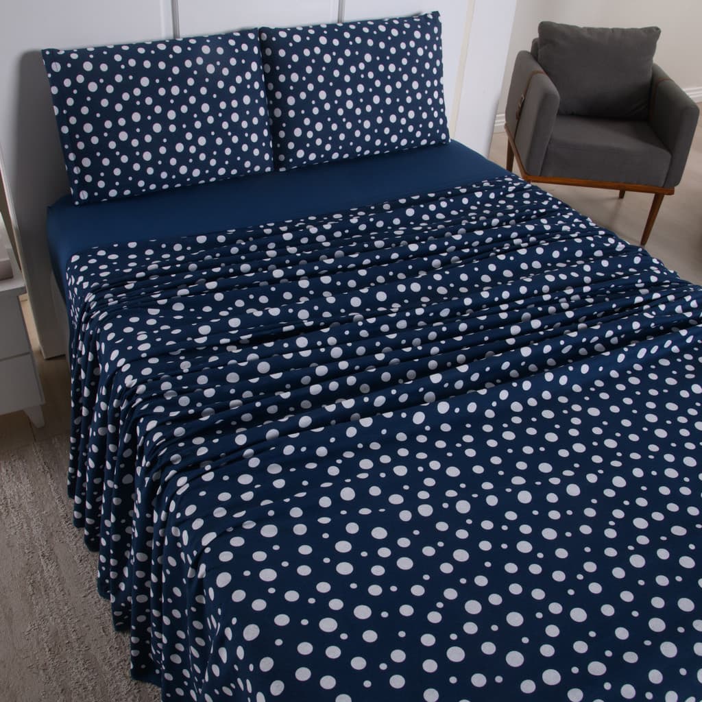 Jogo De Lençol Cama Poá 4 Peças Micropercal Malha 100% Algodão Solteiro Casal Queen King