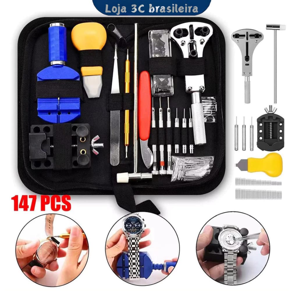 Conjunto De 147 Peças Kit De Reparo De Relógio Kit Completo De Ferramentas Para Relojoeiro