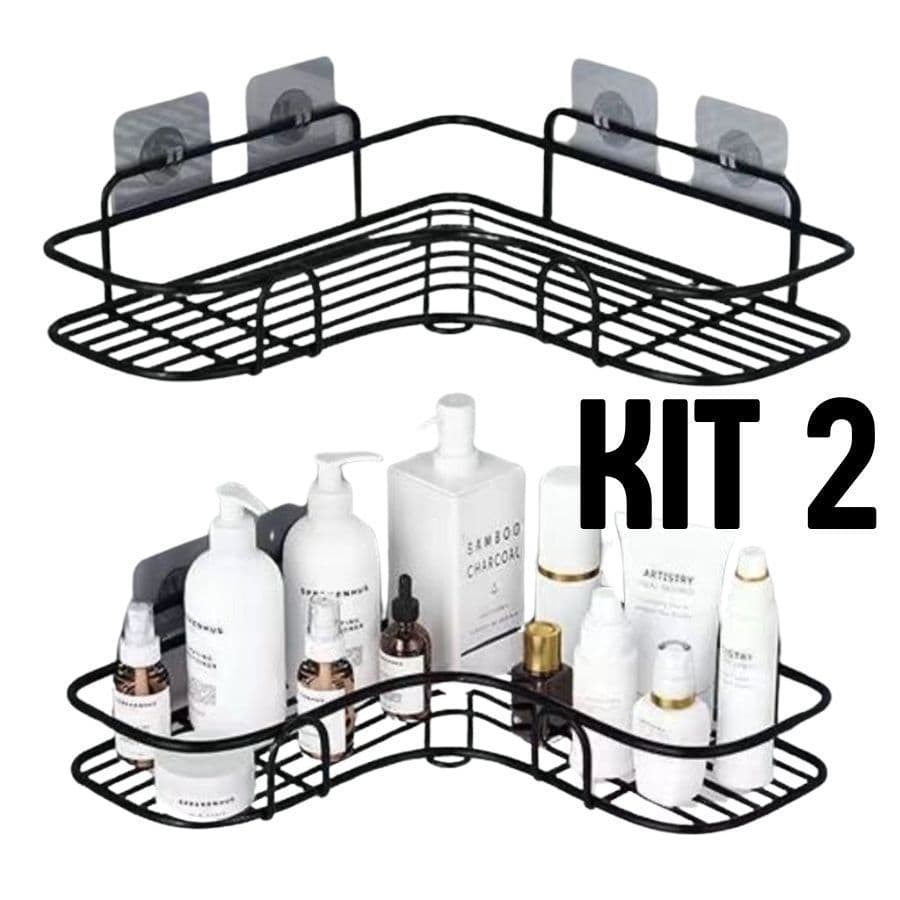 Kit 2 Prateleiras Suporte Com Alto Adesivos Para Parede Banheiro Cozinha lavanderia Shampoo SW