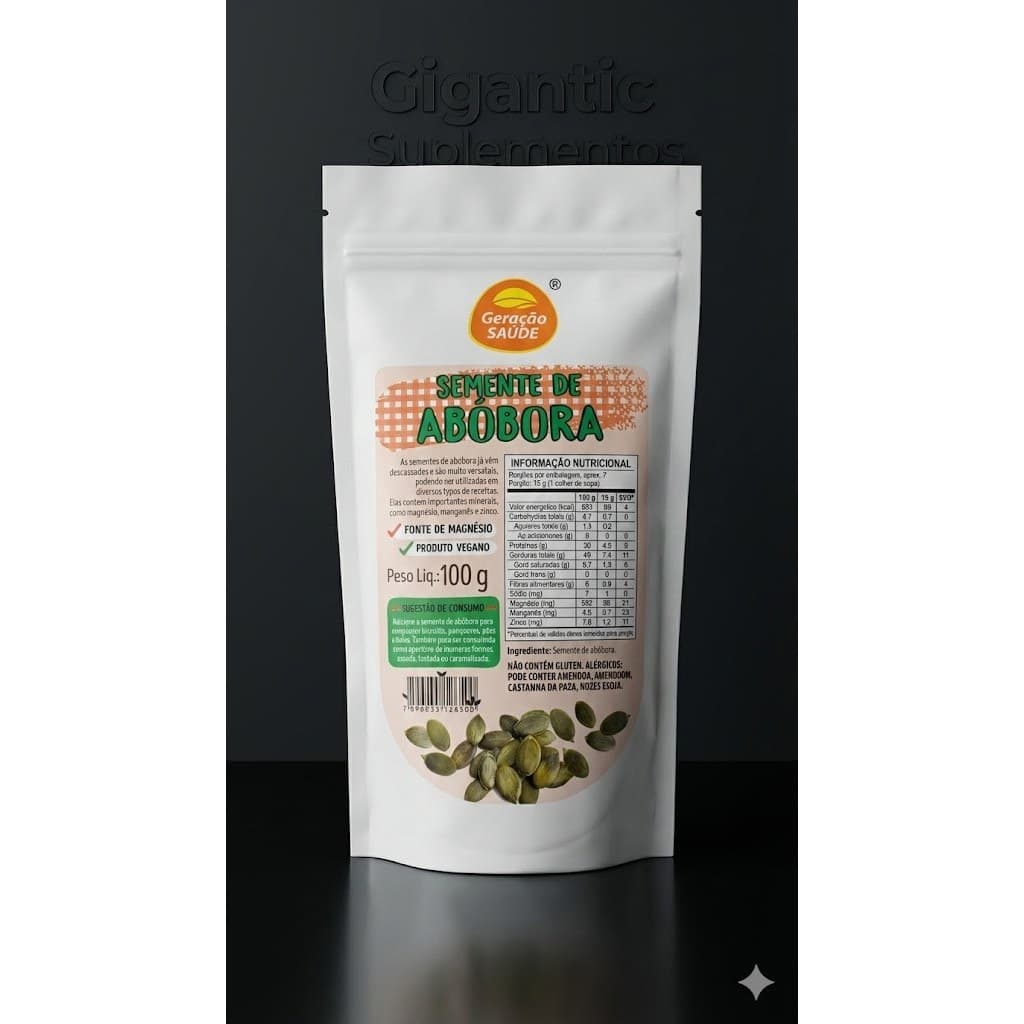 Geração Saúde Semente de Abóbora 100g Vegana Fonte Natural para Receitas Saudáveis