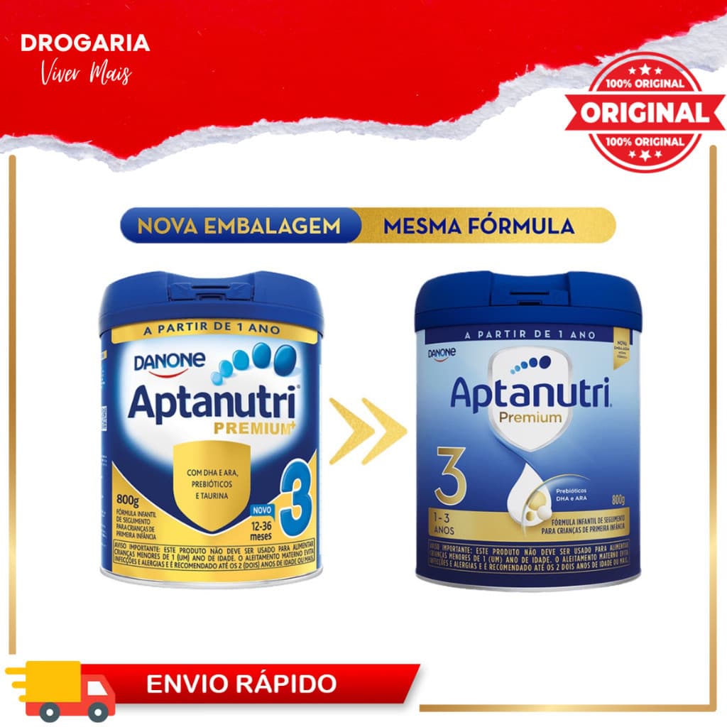 Aptamil Premium 3 Lata 800 gr Leite em pó Fórmula Infantil Danone Aptanutri 3 ( OBS 1 lata)