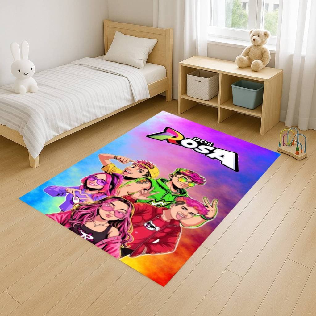 Tapete Retangular 100x140 Antiderrapante Dos Rosa V1ck Tema Infantil Família Decoração Sala Quarto