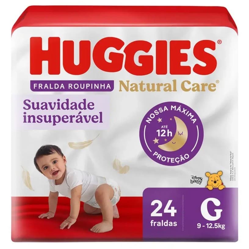 Fralda Calça Huggies Natural Care Roupinha Disney Baby Mega G – 24 Unidades