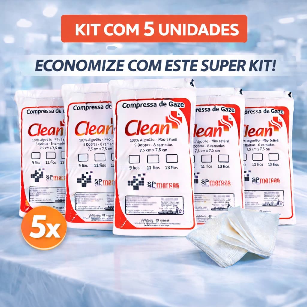 Compressas De Gazes 13 Fios Hidrófila kit com 5 pacotes unidades