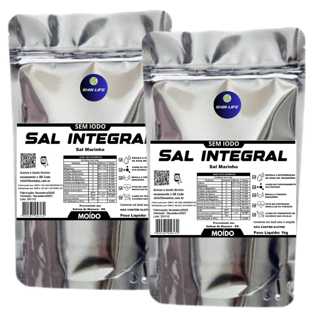 Sal Marinho Integral Sem Iodo 2kg (Moído) Mossoro NL