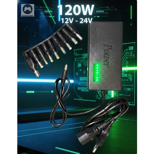 Fonte Carregador Universal 120w Para Notebook 12v A 24v Bivolt Voltagem / Tensão... Preto