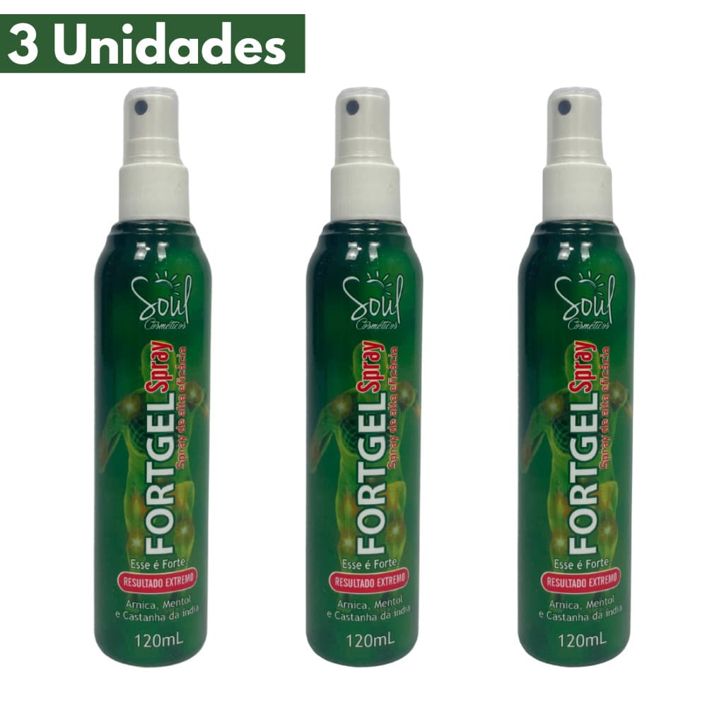 Kit 3 Fortgel Spray Massageador Soul Cosméticos 120mL