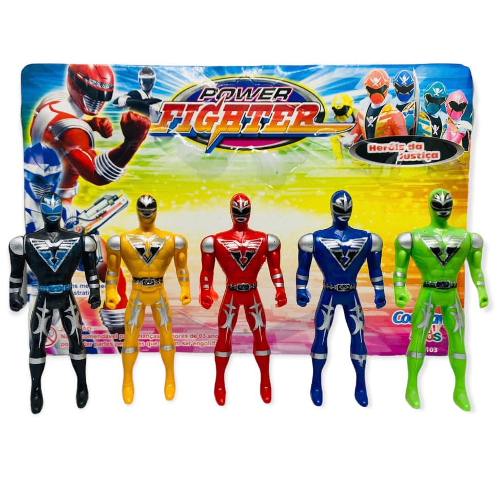 Boneco Power Rangers 5 Bonecos Articulado Brinquedo Menino Infância
