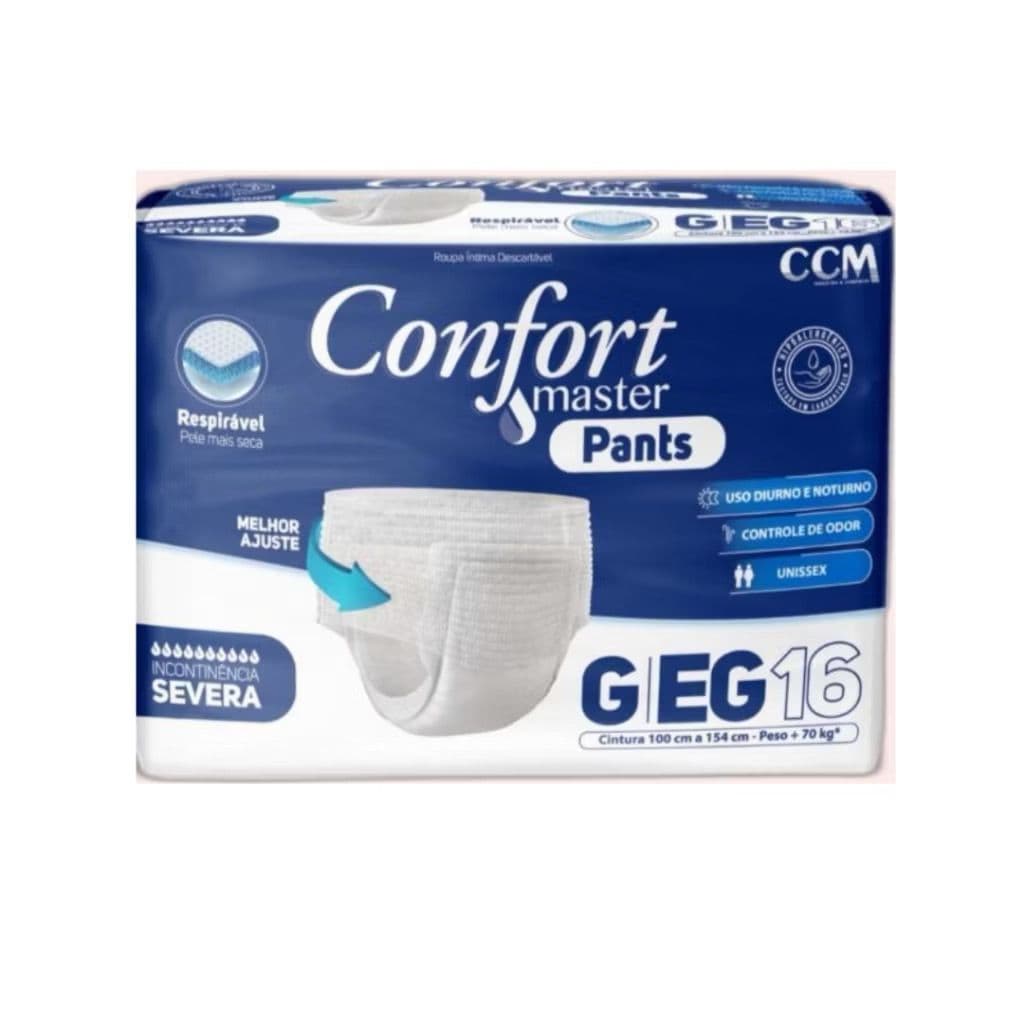 Fralda calcinha/cueca pants Descartavel Geriatrica Adulto Confort Master Pants Incontinência Severa G/EG 16 Unidades