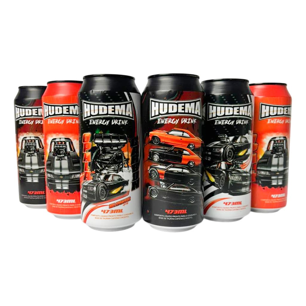 Kit 6 Energéticos Hudema Energy Drink Opala Carbon Coleção