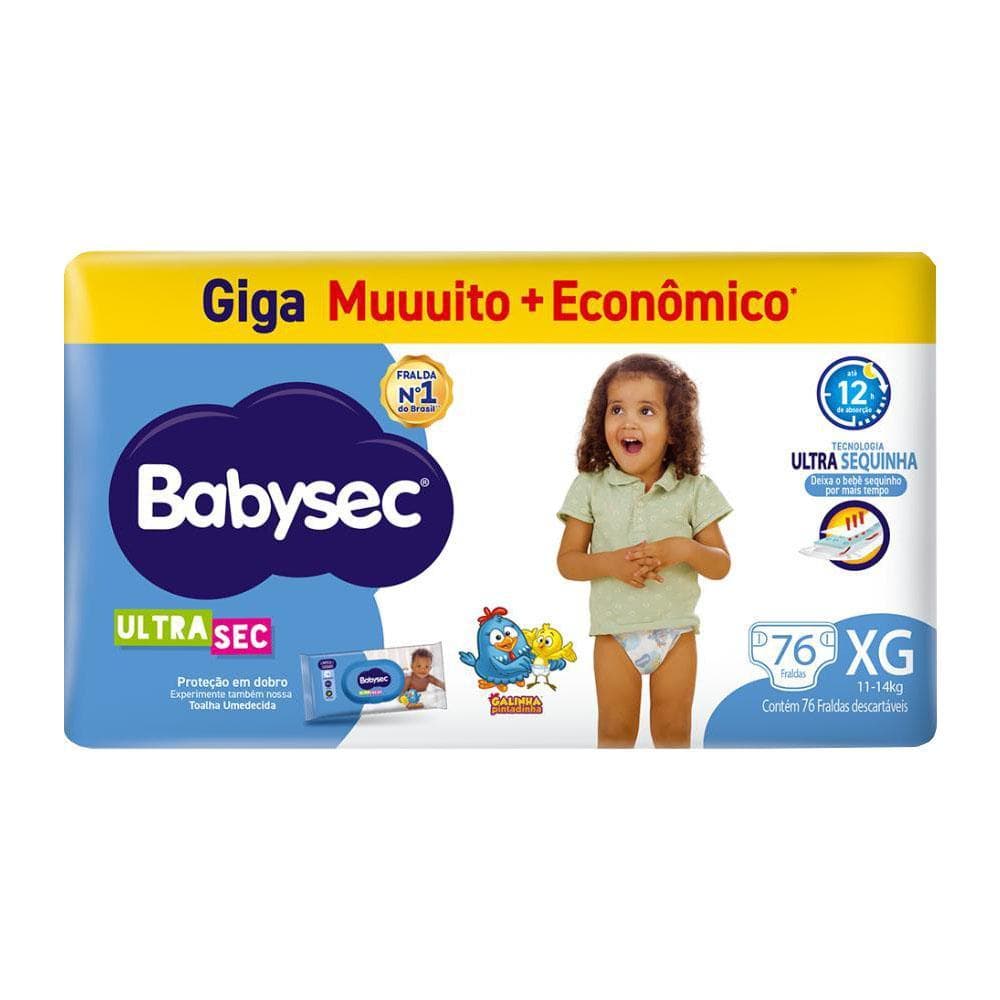 Fralda Babysec Galinha Pintadinha Ultra XG 76 Unidades