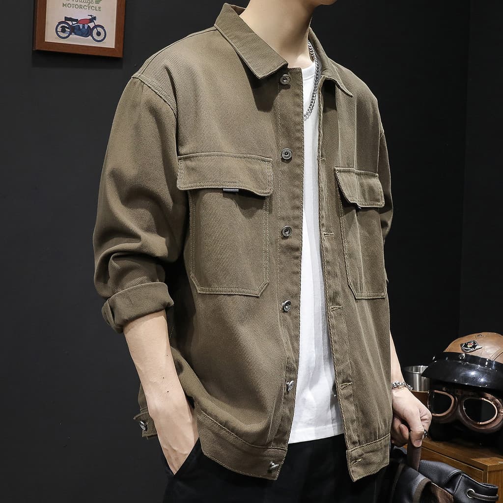 Jaqueta de algodão camisa jaqueta masculina gorda Plus Size masculino topo Casual jaqueta estilo na moda