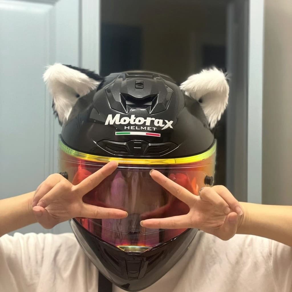 Capacete decoração tridimensional orelhas de gato motocicleta veículo elétrico motocicleta capacete de esqui acessórios 