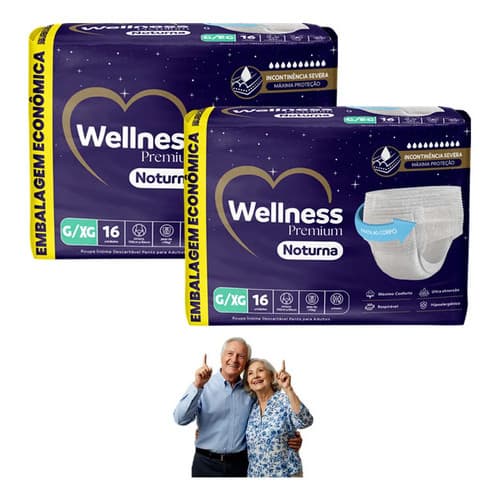 2 Fralda Geriatrica Roupa Intima Wellness Noturna Pants G/xg Extra Grande