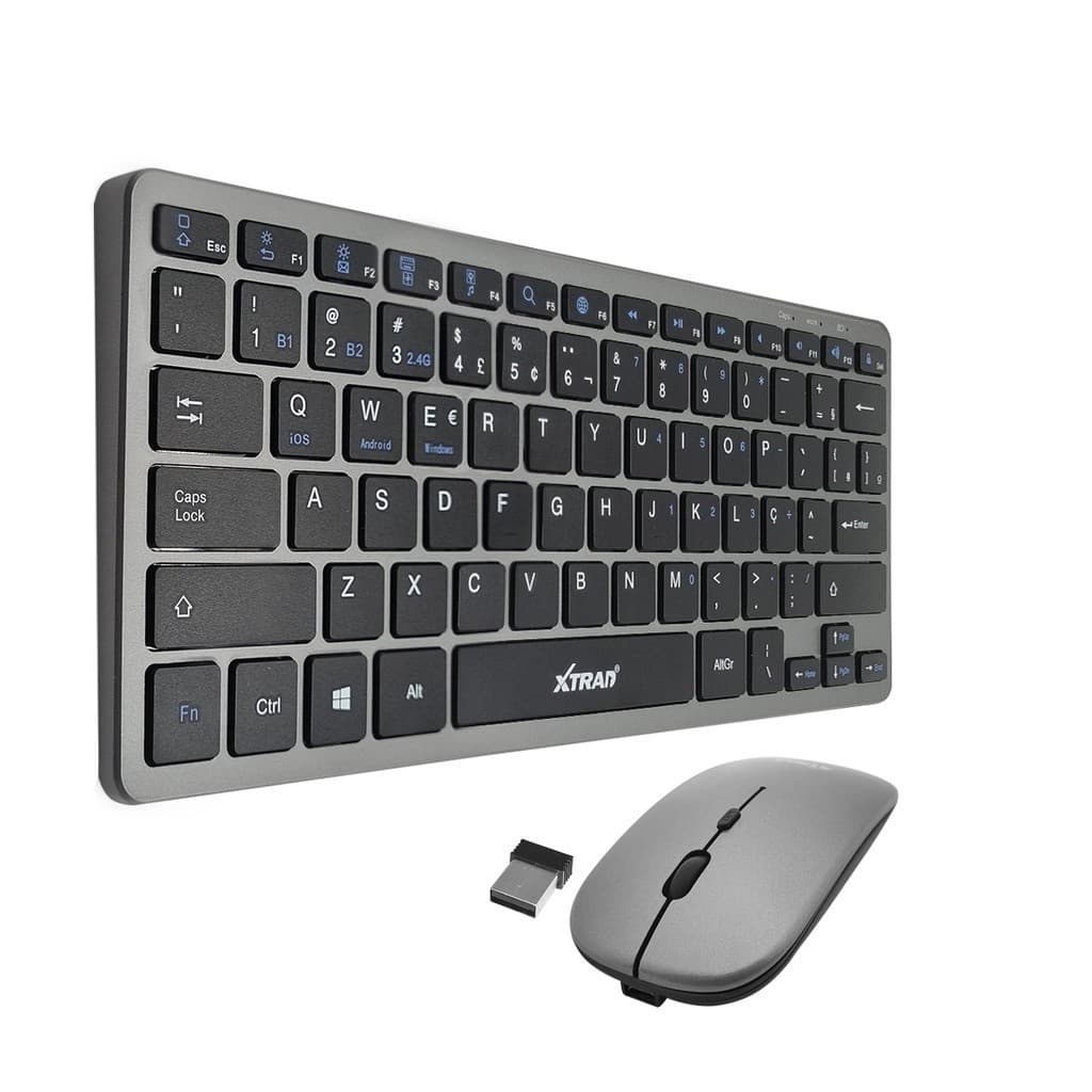 Kit Teclado e Mouse Sem fio Bluetooth Conexão 2.4ghz Recarregável