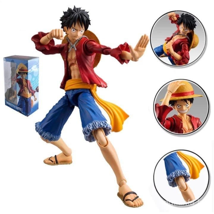Boneco Luffy Chapéu de Palha Articulado Com Acessórios 18 cm One Piece Pronta Entrega