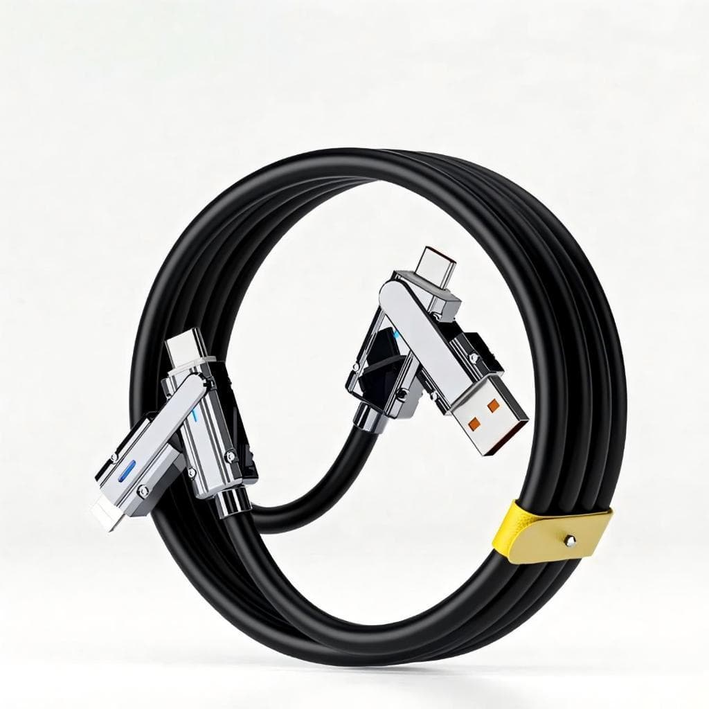 4 em 1 Cabo de carregamento Super Rápido de 65W/27W Multiuso Com USB A Tipo C e conector Lightning
