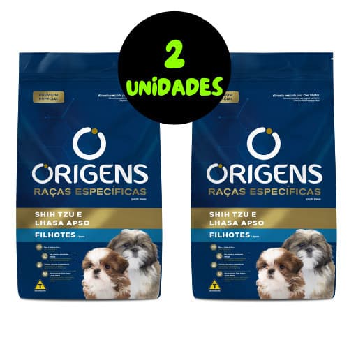 Kit 2 x Ração Origens Premium Cães Filhotes Shih Tzu e Lhasa Apso 1Kg