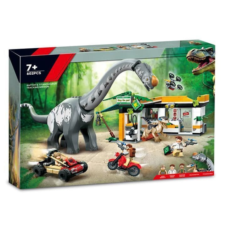 Compatível com o conjunto de blocos de montar LEGO Dinosaur World Velociraptor e Titanosaurus Missão de Rastreamento 2XN3