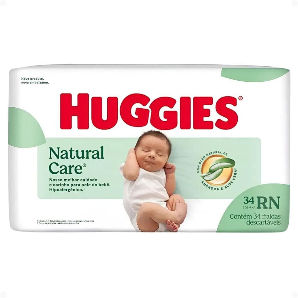 FRALDAS DESCARTÁVEIS HUGGIES RECÉM NASCIDO RN 34UN