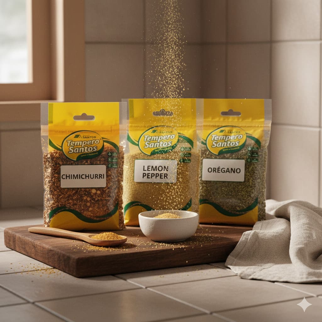 Kit Temperos Churrasco 3 Sabores - Chimichurri 50g / Lemon Pepper 50g  / Orégano 50g – Tempero Santos