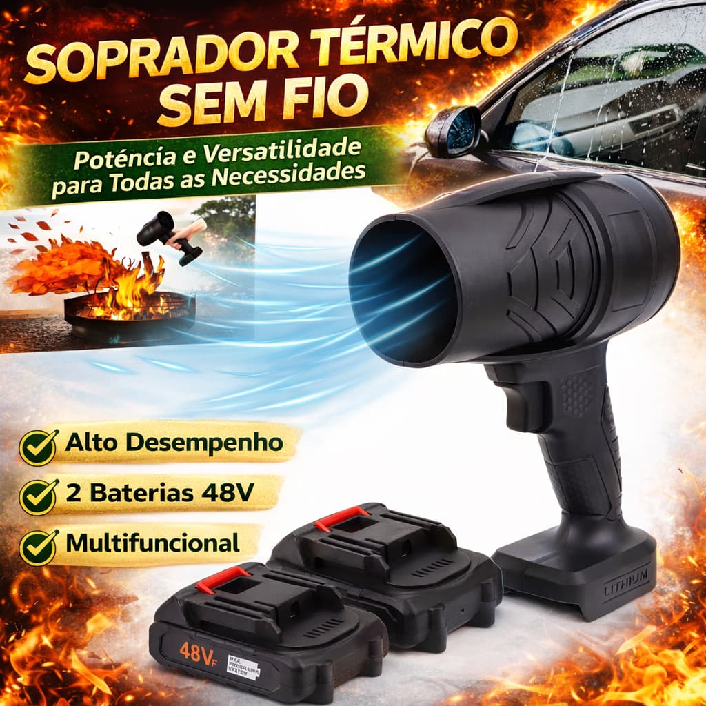 Soprador Turbo Portátil Recarregável 48v Com 1 Baterias ou 2 Bateria Potente Soprador De Folhas Limpeza Geral