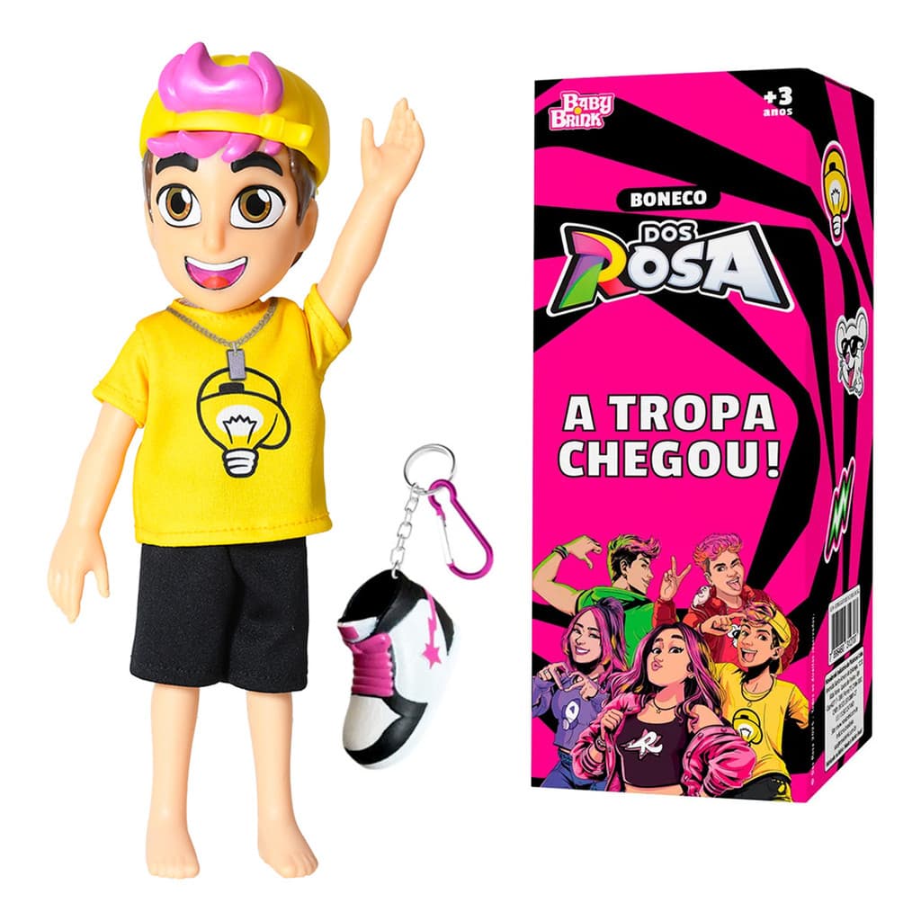 Boneco Leozin Original Articulado Vinil 25cm Turma Dos Rosa da Emilly Vick Rosita Novabrink