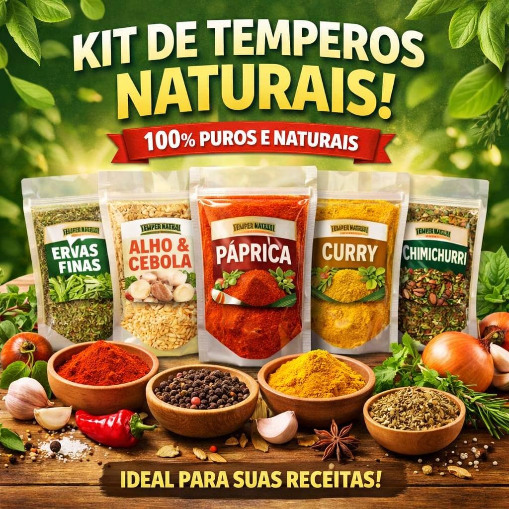 Kit 20 Temperos e Condimentos 100% Naturais sem Conservantes +1 Superalimentos