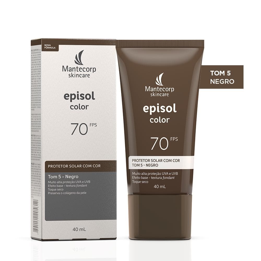 Protetor Solar Facial Episol Color Tom 5 Negro FPS70 40mL