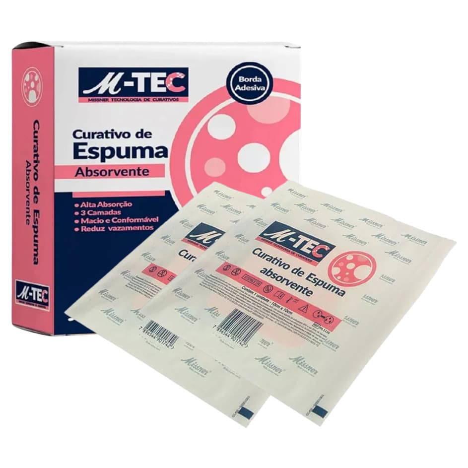 Curativo De Espuma M-tec Não Aderente 10x10cm KIT C/2 UN