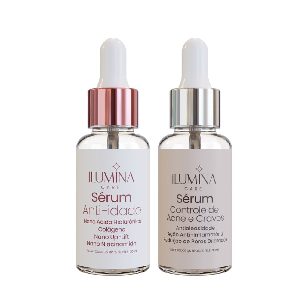 Kit Sérum Anti-Idade + Sérum Antiacne Controle de Cravos 30ml Ilumina Care