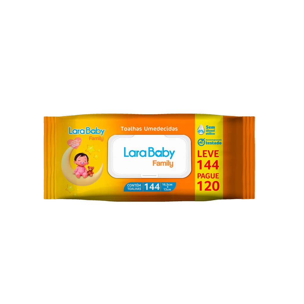 Lenço Umedecido Lara Baby Family 144 Unidades Total