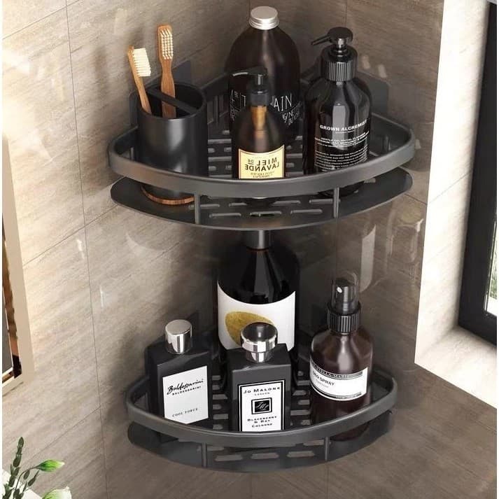 Prateleira Canto Banheiro Kit 2 Peças Porta Produtos Shampoo Suporte Parede Organizador
