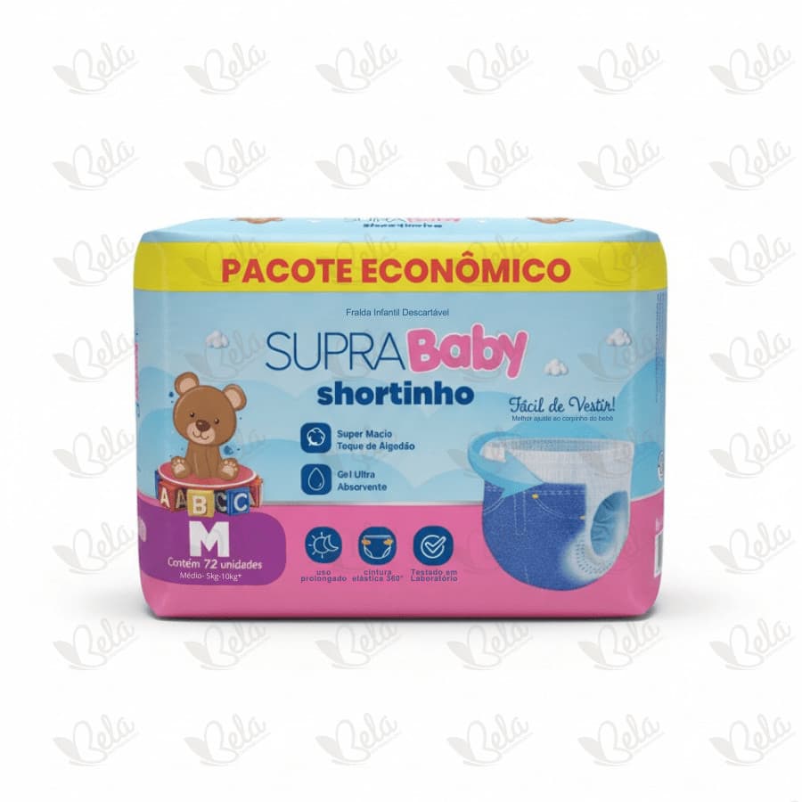 Fralda Calça Supra Baby Shortinho Giga M 72 Unidades