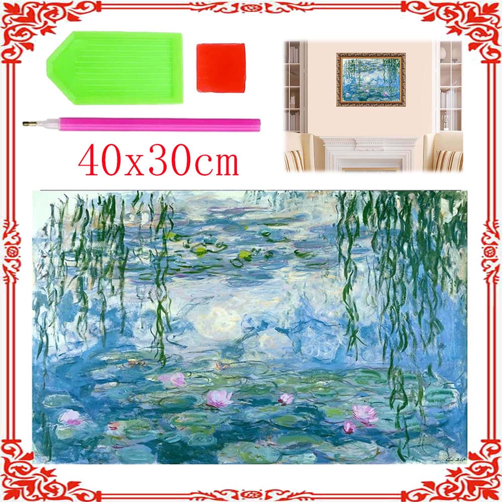 Conjunto de pintura diamante 5D Spring Pond Lotus DIY pintura diamante